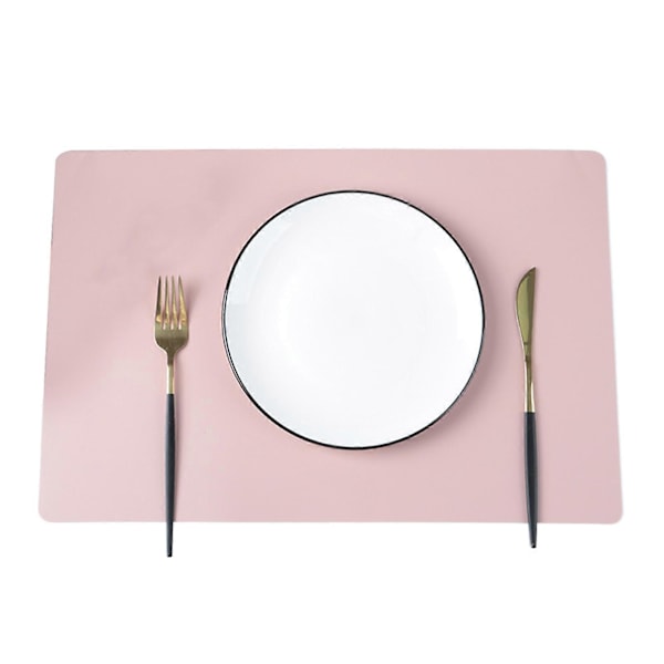 Faux Läder Underlägg Värmebeständiga Halksäkra Bordstabletter Fläcktåliga Återanvändbara Rektangulära Design Underlägg för Hemkök Dekoration Matbord Blue
