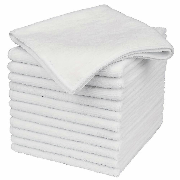 12-pack rymdtema ultrafina mikrofiberdukar - Ränderfria, mångsidiga rengöringsunderverk, elegant utan ansträngning White 12 PK