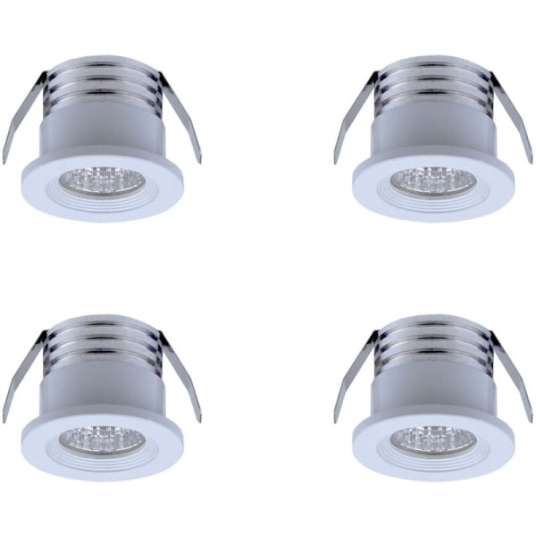 Sæt med 4 Mini Indbyggede LED-spots, 3 W, Varmt Hvidt