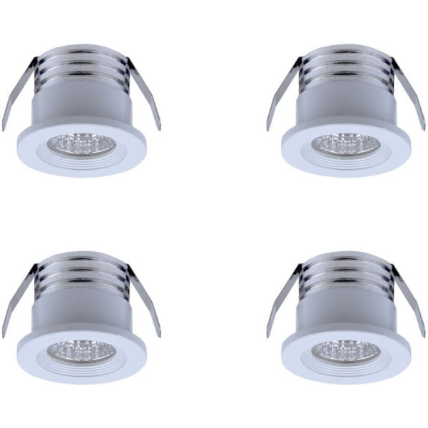 Sett med 4 Mini Innfelt LED-spotlights, 3 W, Varmt Hvit