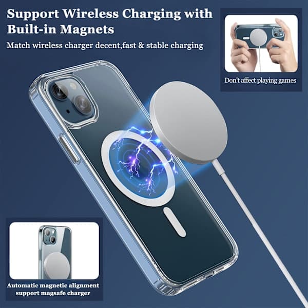 Transparent mobilskal kompatibelt med MagSafe-laddare för iPhone 13 Pro Max