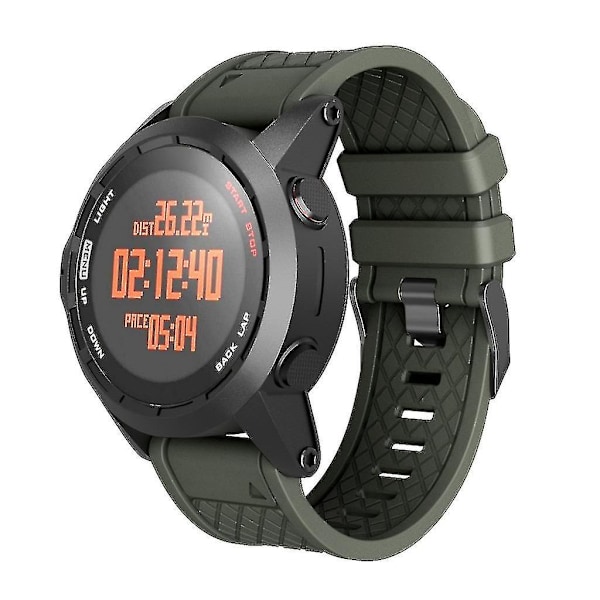 Rem til Garmin Fenix/fenix 2 Easy Fit 26mm Bred Blød Silikonrem, Hærgrøn