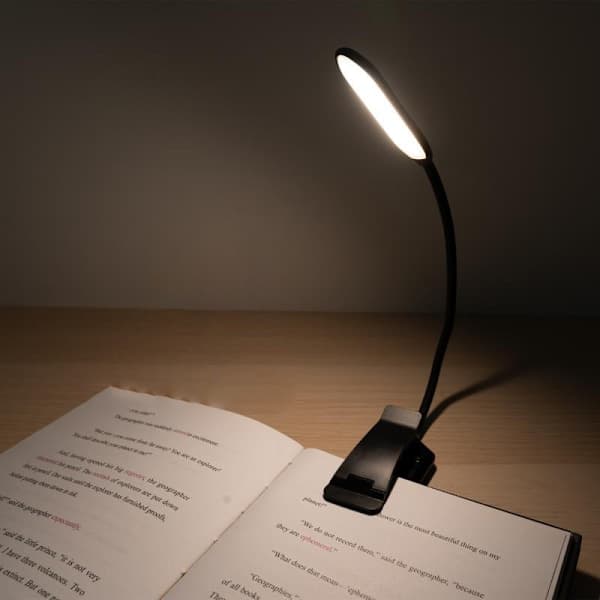 Boklampe med 3 lysfarger og dimmer / Oppladbar leselampe