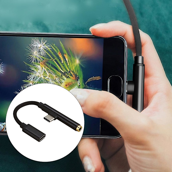 Hiborth 2-in-1 Type-C - USB-C 3,5 mm liitäntäkaapeli kuulokkeille puhelimen muuntaja Red