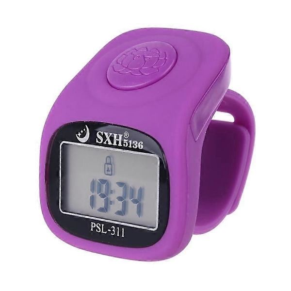 6 Digitaalinen Sormilaskuri 8 Kanavaa Taustavalolla Aika Rukous Silikonisormus purple