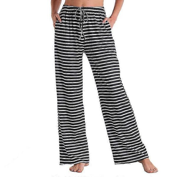 Dam Pyjamasbyxor Stretch Loungebyxor Rutiga Pyjamasunderdelar S Black