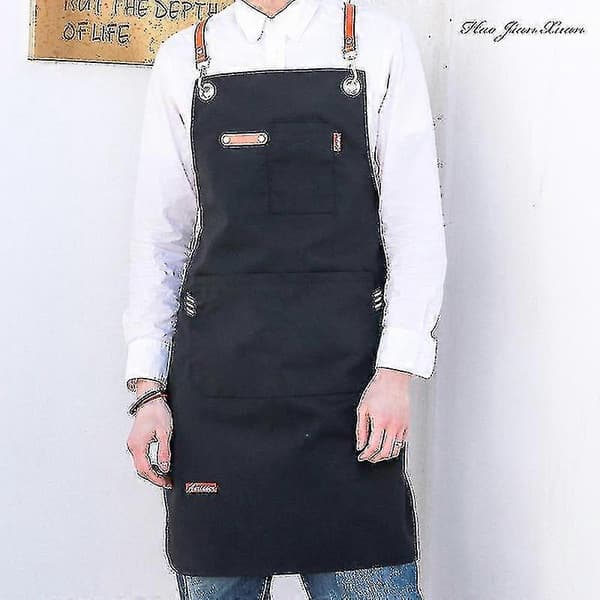 Unisex Arbeidsforkle Canvas Forkle Bib Justerbart Kjøkkenforkle style 1
