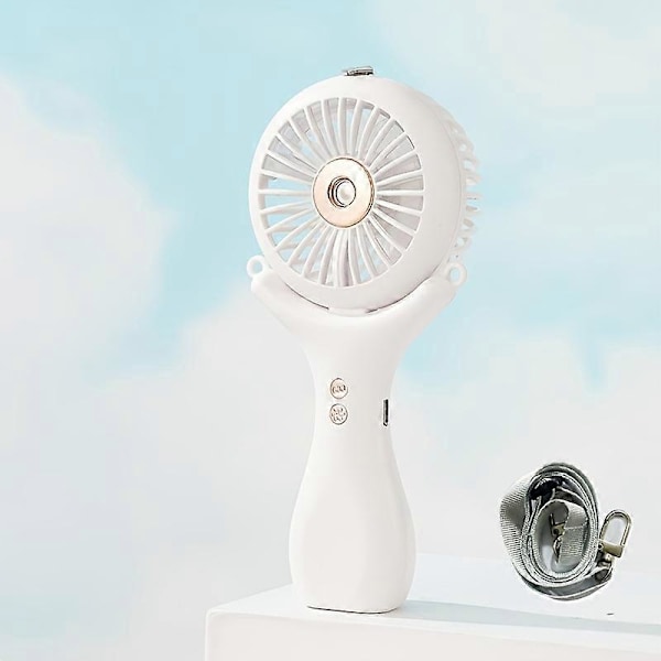 1 st Mini Portabel Sprayfläkt, Handhållen Sprayfläkt, Personlig Mini Luftfuktare, USB-laddning, 3-hastigheter, 90° Vikbar Batteridrift, Skrivbordsfläkt F White