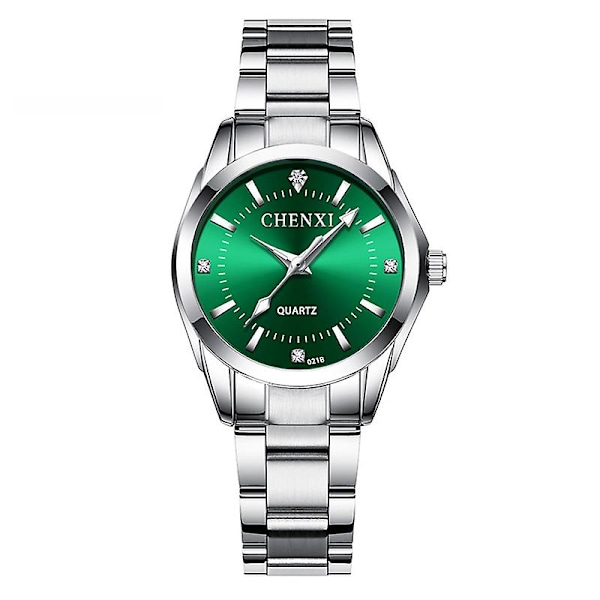 6 Färger Chenxi Märkesklocka Lyxiga Kvinnors Avslappnade Klockor Vattentät Klocka Kvinnor Mode Klänning Rhinestone Armbandsur Cx021b 021B Green Dial