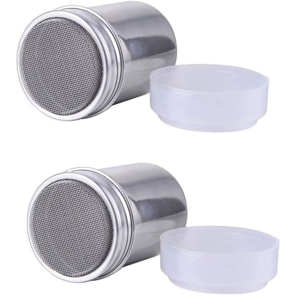 2 stk. Icing Sugar Salt Shaker, 7oz Rustfrit Stål Chokolade Shaker Icing Sugar Salt Kakao Mel Kaffe Shaker Sigter til Køkken Håndværk 2 stk.