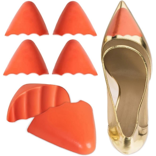 Skofyllnadsinlägg 2 par, tåkuddar för att göra stora skor passande, mjuka halva storleksinlägg för lösa skor 2Pairs Orange pointed