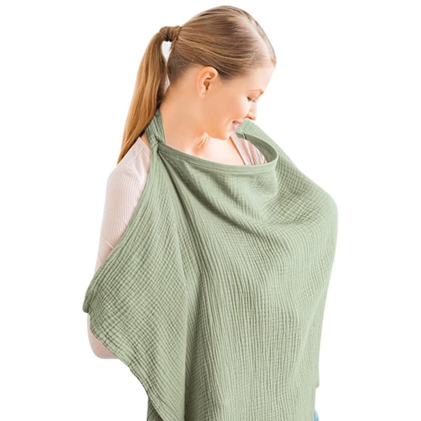 Muslin Amme-Dække Åndbar Bomuld Amning Dække Med Stiv Ring Til Baby Amning & Mælkepumpning Grass Green