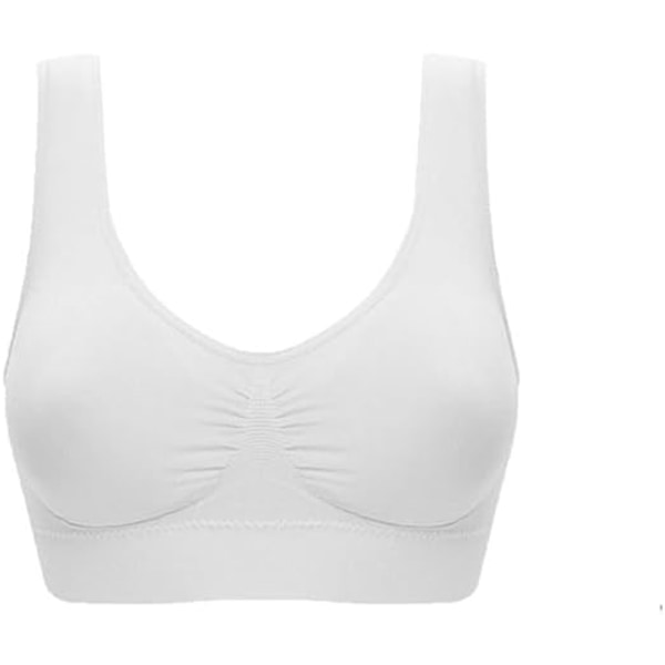 Sømløs sports-BH for kvinner, komfortable trådløse trenings- og yogabher, sove-BH for jenter, ultra tynne full cup crop topper shapewear stretchbare bher White L