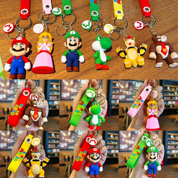 Super Mario Brothers Inspired Nyckelring - Tecknad Anime Mario Yoshi Nyckelring Nyckelring Hängande Väska Charm Gamer Presenter Till Vuxna Barn Unisex E