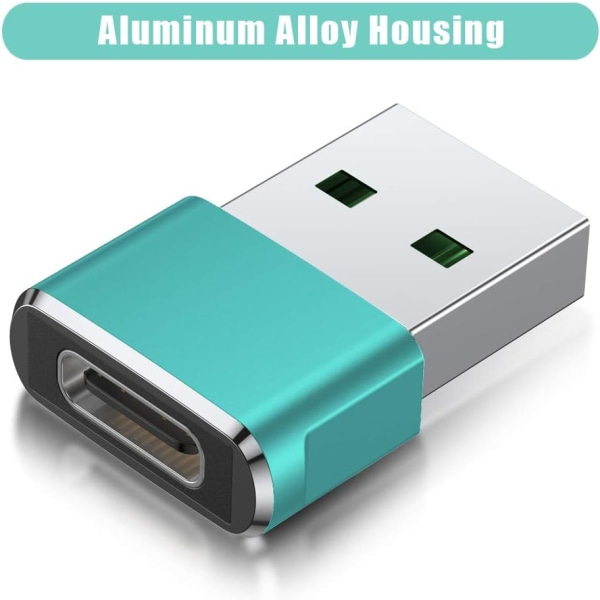USB till USB C-adapter 3-pack, Typ C hona till USB A hane laddningskabelkonverter för Apple iWatch 8 7 SE, MacBook, iPhone 12 13 14 15 Max Plus Pro, Airpods Green