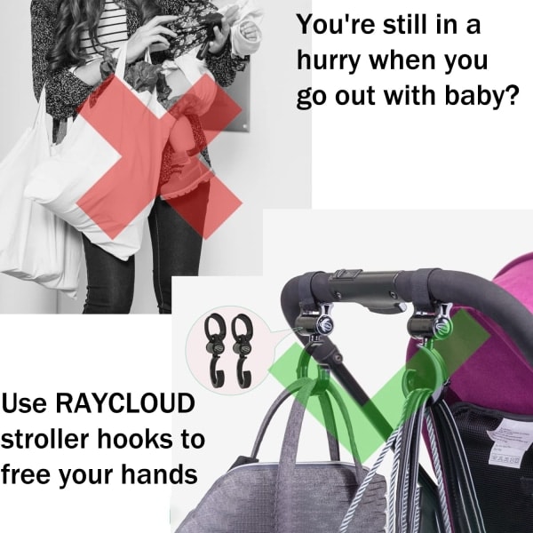 Babyvagnskrokar för leksaker, Universal blöjväskkrokar för barnvagn