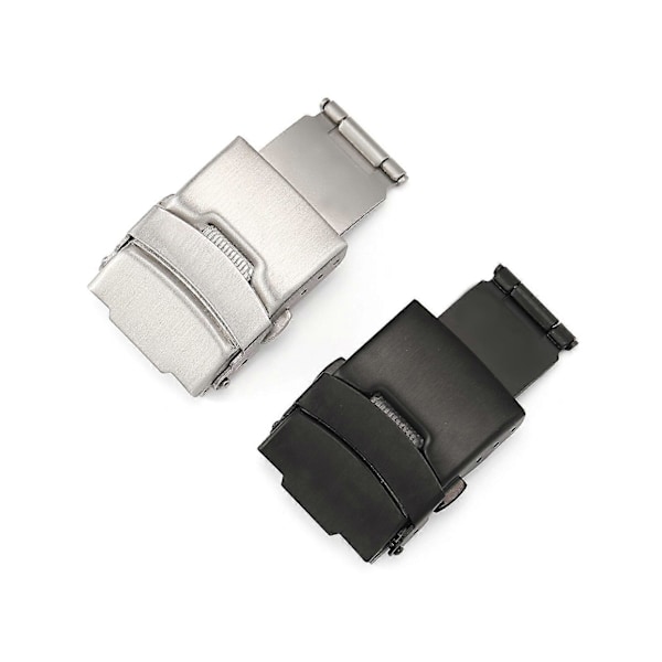 Klockspänne Universal Dubbeltryck Rostfritt Stål Klocka Säkerhetsviklås för Urmakare Black 16mm
