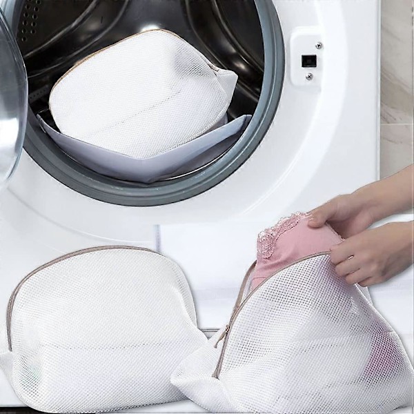 2 Pakning Mesh Vaskeposer for Sko, Vaskemaskin Vaskeposer Mesh Vaskeposer med Glidelås for å Beskytte Sko