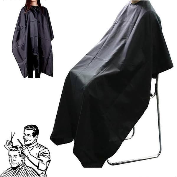 Vandafvisende frisørkappe, stofkappe, sort