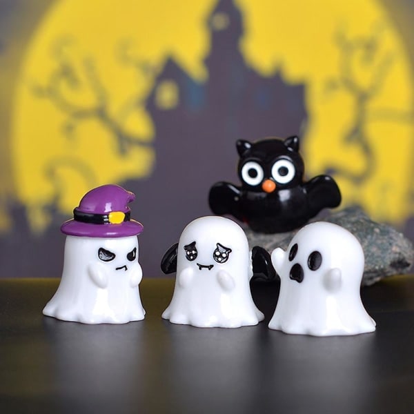 Figurin Miniatyr Söt Cartoon Pumpa Spöke Mikrolandskap Dekorationer för Halloween Dekorationer Hem Kontorsbord Rum Dekor 1pc 3