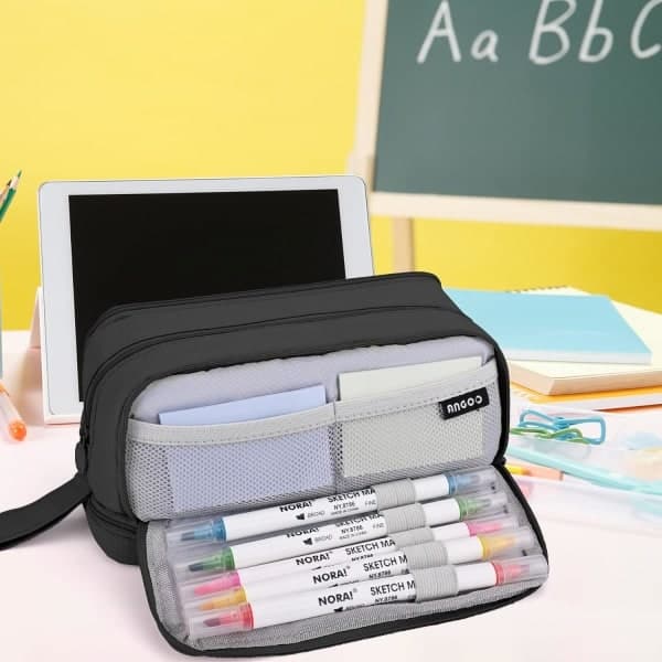 Pencilkasse med stor kapacitet, lilla sort