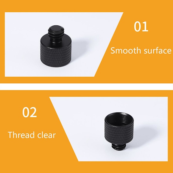2x Mikrofonstativadapter 5/8 Hunn til 3/8 Hane Trådskrue Adapter Combo Pakke for Mikrofonfeste & Stativ Black Color