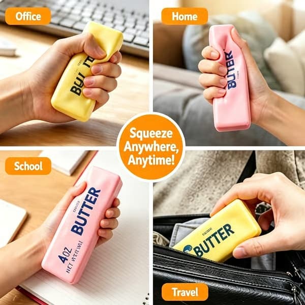 2-pack smörsticka squishy leksaker mjuka långsamt stigande klämleksaker anti-stress fidget leksaker för barn och vuxna sensorisk present Pink