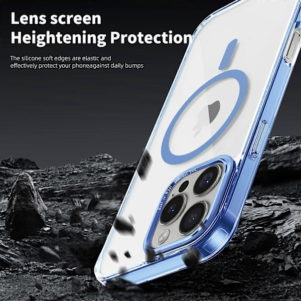 Cover til iPhone 16 Pro Max, kompatibel med MagSafe, TPU+PC Transparent Telefon Cover Baby Blue