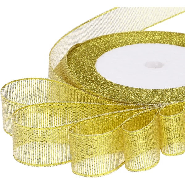 4 rullar av 4/5 tum bred julmetallglitterorganza