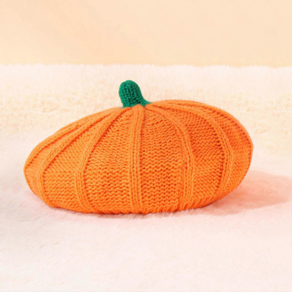 Förälder-barn Pumpa Stickad Beret Hatt Vinter Mamma Och Baby Beanie Hatt för Utomhus Dagligt Användning One Size,Adult
