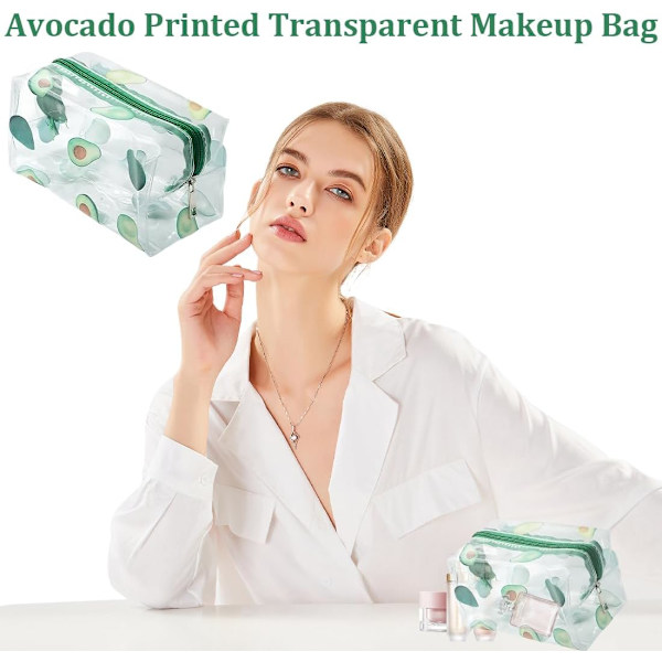 1 st PVC transparent kosmetisk väska, liten vattentät lätt kosmetisk väska, arrangör, rese kosmetisk väska, handväska kosmetisk väska (Avocado Green)