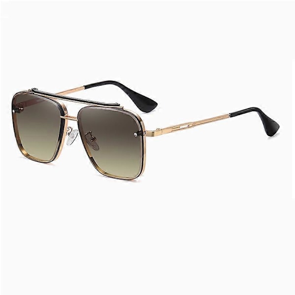 Uudet gradientti aurinkolasit aikuisille, muotimetalliset suuret kehykset, aurinkolasit, merkkisuunnittelu, ylelliset Lunette De Soleil Homme As Picture Gold Brown