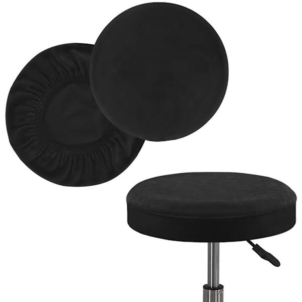Todelt rundt stol-/krakkovertrekk - vaskbart - diameter 36-40 cm - egnet for barkrakker og arbeidsstoler