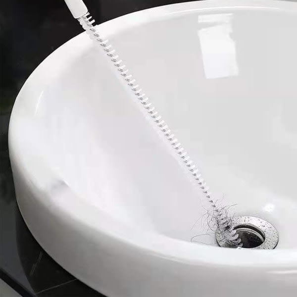 Vaskebørste for rengjøring av avløp Fleksibel avløpshårfangerbørste for tilstopping av vaskeservanter (2 stk)