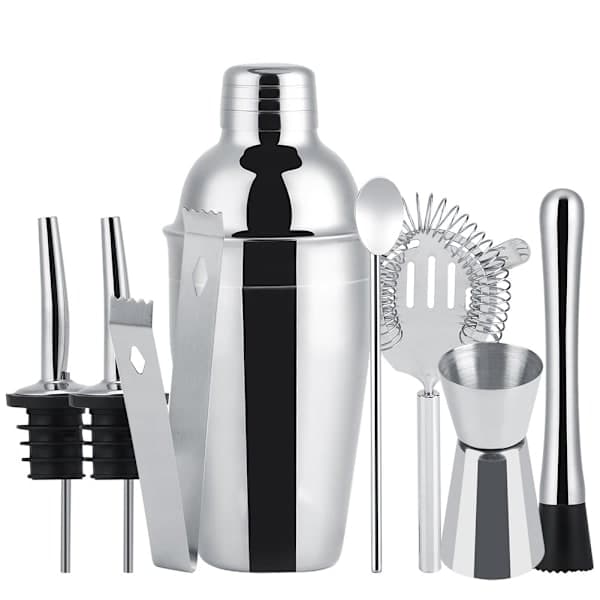 8-delt cocktailsett, barsett, shaker 550ml - Rustfritt stål Sølv