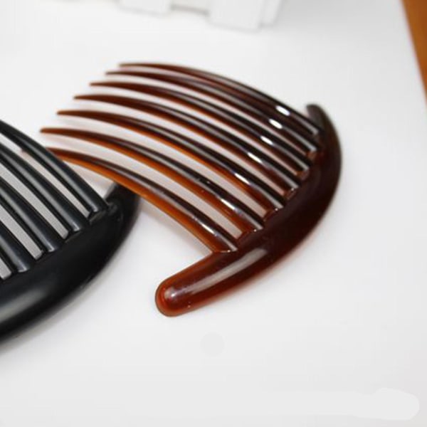 Fransk Twist Kam Retro Celluloid Hårkam 7 Tänder Halksäker Kam Hårstil Black
