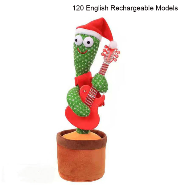 Elektrisk kaktus plyslegetøj Super sød Talking Recording Dansende kaktus nyhedsgaver til bar 120 English Rechargeable Models Christmas Hat   Guitar