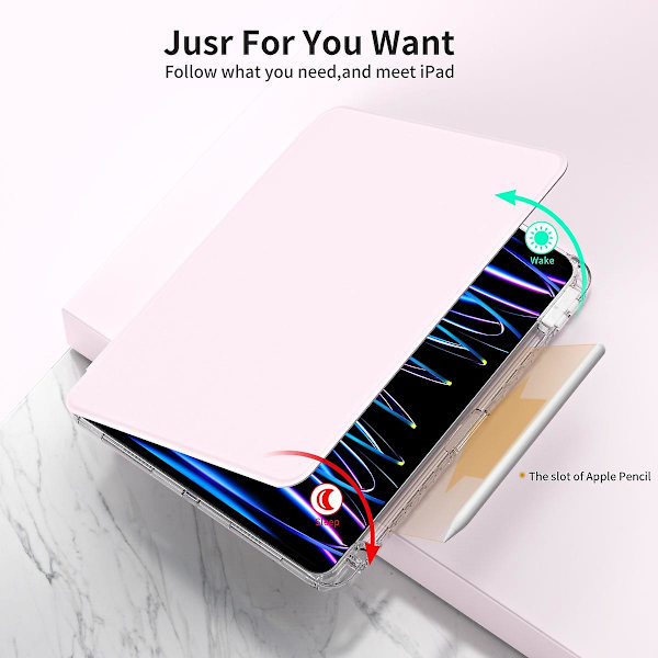 Etui med Stativ til iPad Pro 13 (2024) - Læder + Klar Akryl Aftageligt Tablet Cover - Pink Pink iPad Pro 13 (2024)