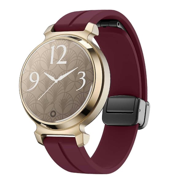 Silikonreim for Garmin Lily 2 med magnetisk spenne Wine Red Black Buckle