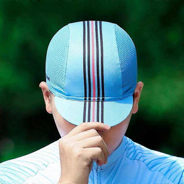 Cykkelkeps Andningsbar Hjälmfoder Solskyddskeps Cykelutrustning Blue hat-black pink stripe