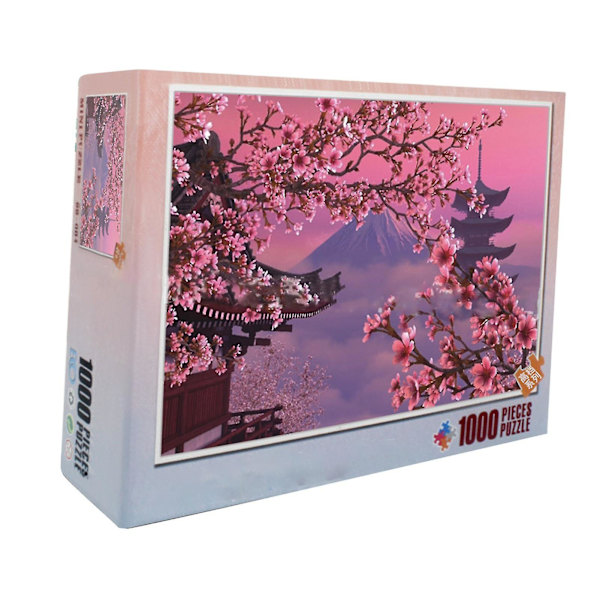 Sakura Jigsaw Puzzle - 1000 brikker - Udfordrende tegneserie anime DIY legetøj til børn og voksne