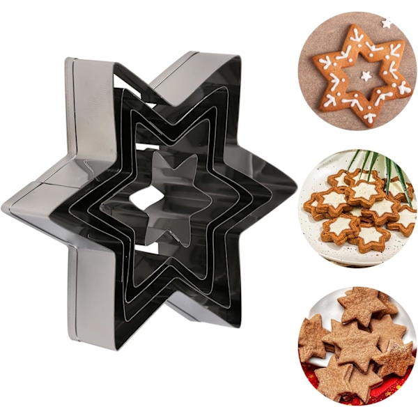 5 stjärnformade kakformar i rostfritt stål, perfekta för jul, halloween, födelsedagsfester, fondant, tårta
