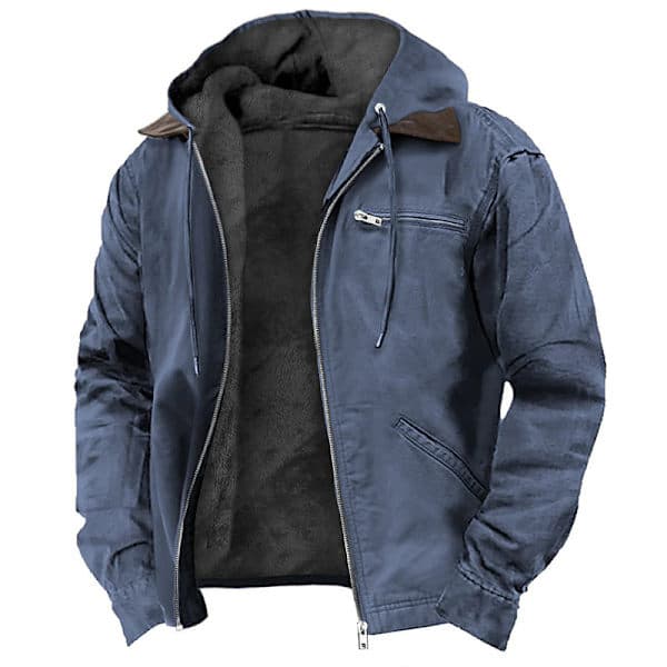Herr Casual Bomullsjacka med Huva och Fleecejacka Lila camel 5XL