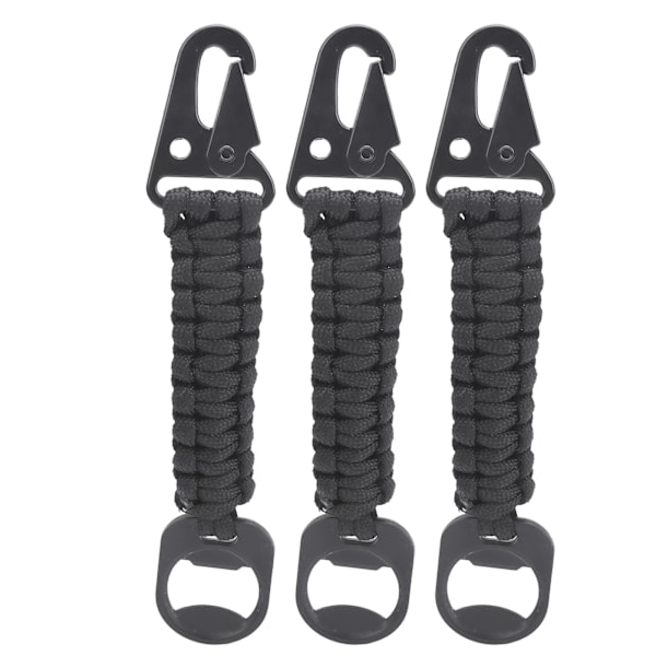 3-pakks multifunksjonell flaskeåpner Paracord Karabinkrok Lanyard Antiskli Utendørs Anheng