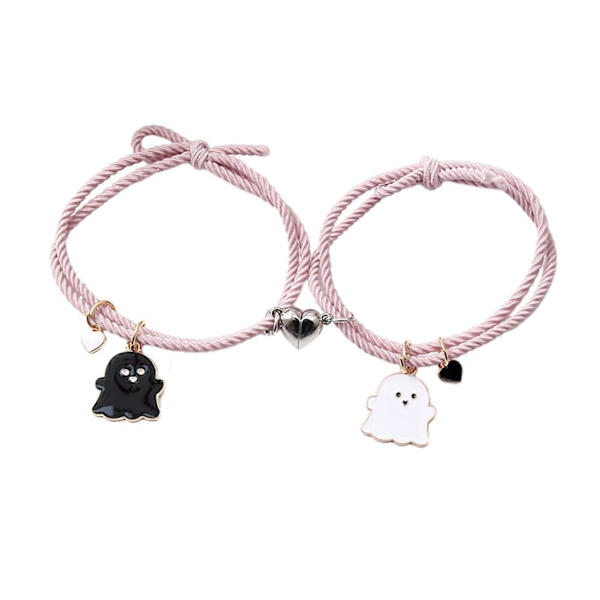2 kpl Elastista Narua Rakkaus Sydän Magneetilla Imuva Ranneke Halloween Haamu Ripus Halloween Haamu Ripus Pari Ranneke Miehet Naiset Korut Lahja Qinghai Pink