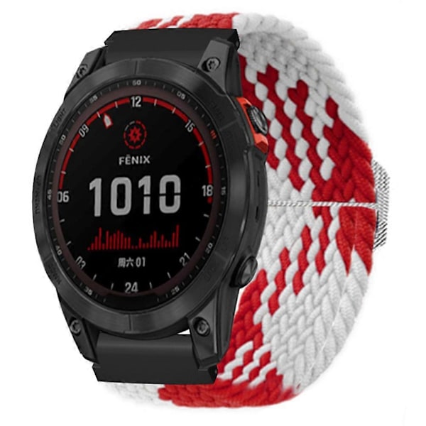 Elastisk Nylon Klokkerem Sport Armbånd For Garmin Fenix 7S / 6S / 5S, med 20mm PC-kontakt Red White