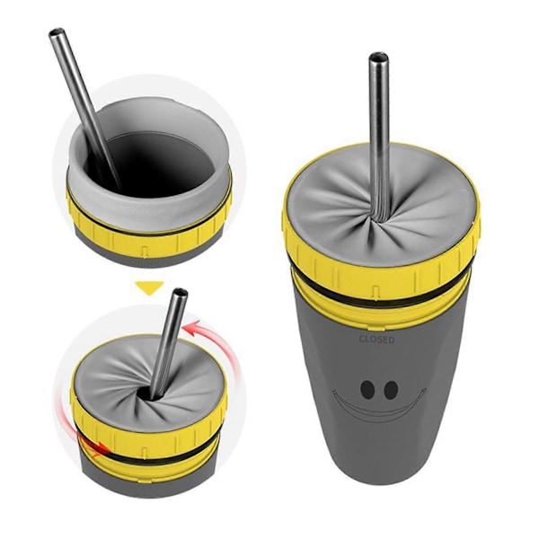 Bærbar Twist-kopp uten lokk med isolert kaffekopp i rustfritt stål Gray Smile