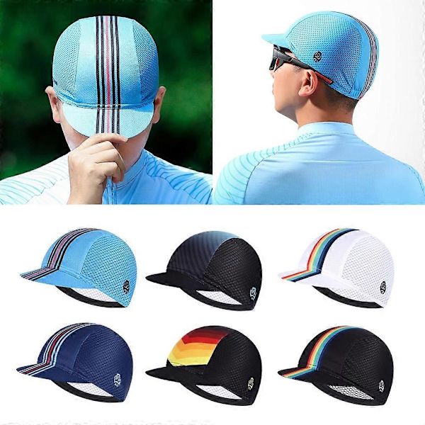 Cykkelkeps Andningsbar Hjälmfoder Solskyddskeps Cykelutrustning white-Rainbow  stripe