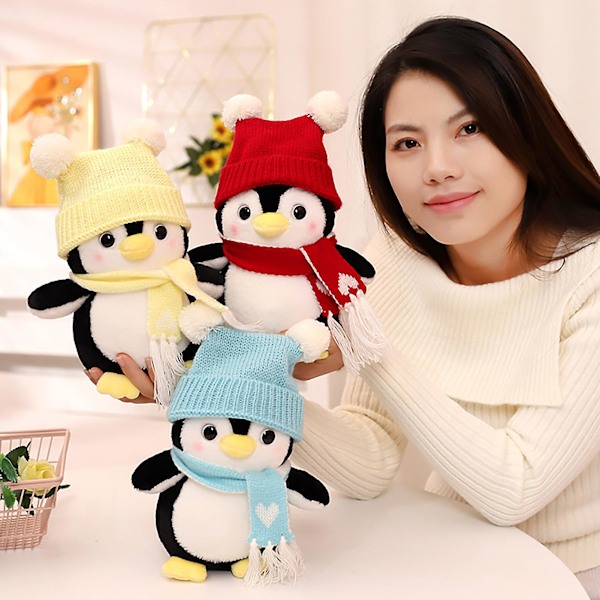 Plush Pingvin Leksak Söta Utseende Super Mjukt Fullt Fyllt Sovhjälp Fylld Djurdocka Soffa Ornament Yellow L