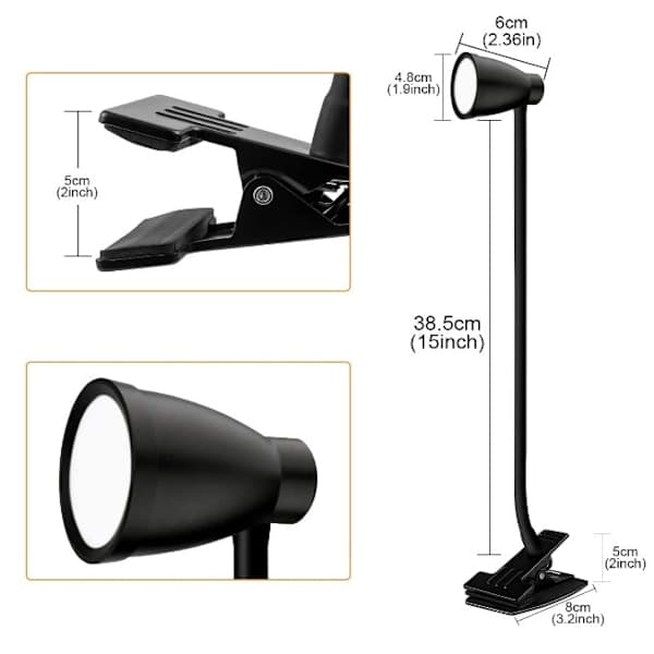 Dimbar LED-läslampa/klämlampa 3000-6500K